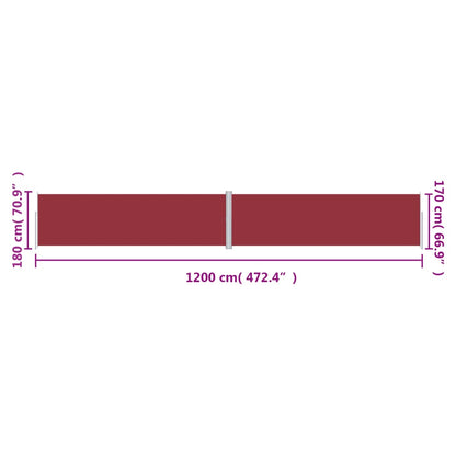 vidaXL Retractable Side Awning Red 180x1200 cm