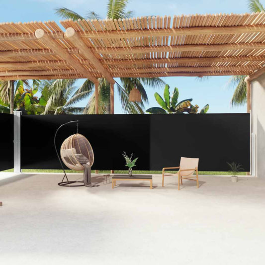 318078 vidaXL Retractable Side Awning Black 200x1200 cm