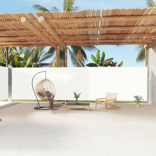 318079 vidaXL Retractable Side Awning Cream 200x1200 cm