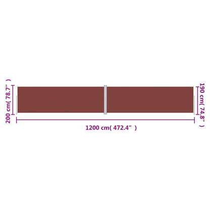 vidaXL Retractable Side Awning Brown 200x1200 cm
