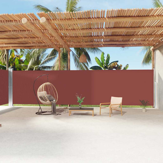 318081 vidaXL Retractable Side Awning Brown 200x1200 cm