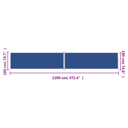 vidaXL Retractable Side Awning Blue 200x1200 cm