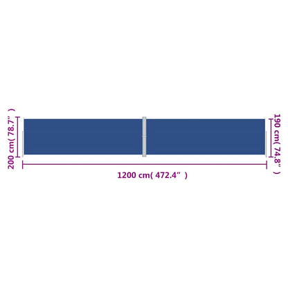 vidaXL Retractable Side Awning Blue 200x1200 cm