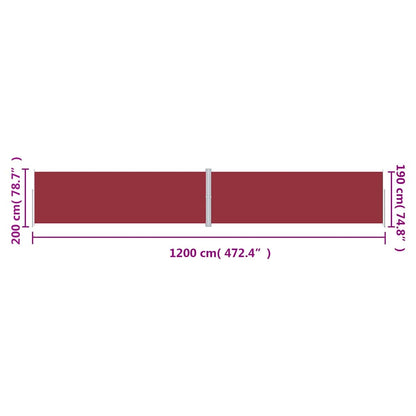 vidaXL Retractable Side Awning Red 200x1200 cm