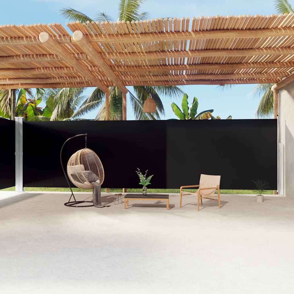 vidaXL Retractable Side Awning Black 220x1200 cm