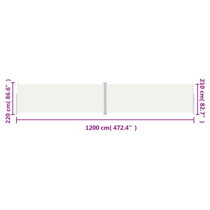 vidaXL Retractable Side Awning Cream 220x1200 cm