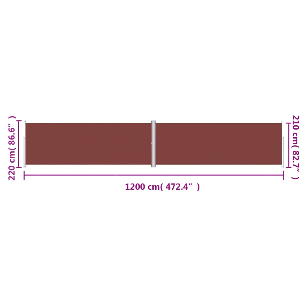 vidaXL Retractable Side Awning Brown 220x1200 cm