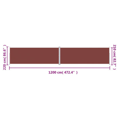 vidaXL Retractable Side Awning Brown 220x1200 cm