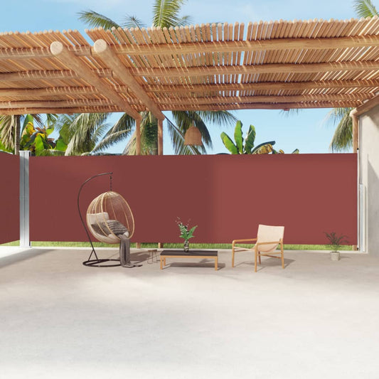 318087 vidaXL Retractable Side Awning Brown 220x1200 cm