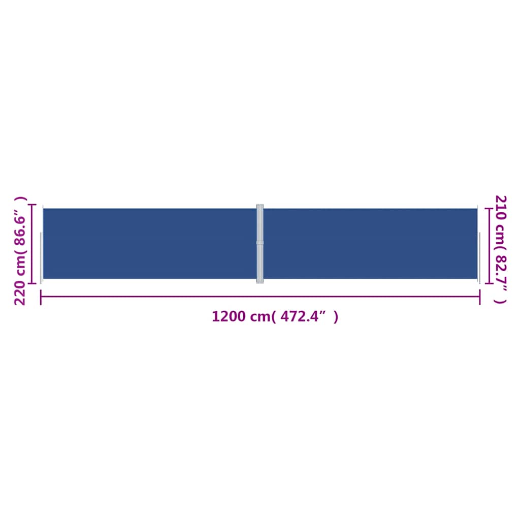 vidaXL Retractable Side Awning Blue 220x1200 cm