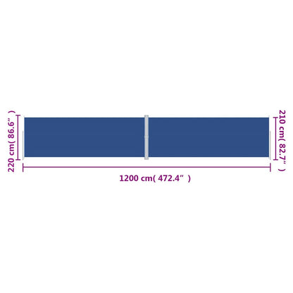 vidaXL Retractable Side Awning Blue 220x1200 cm