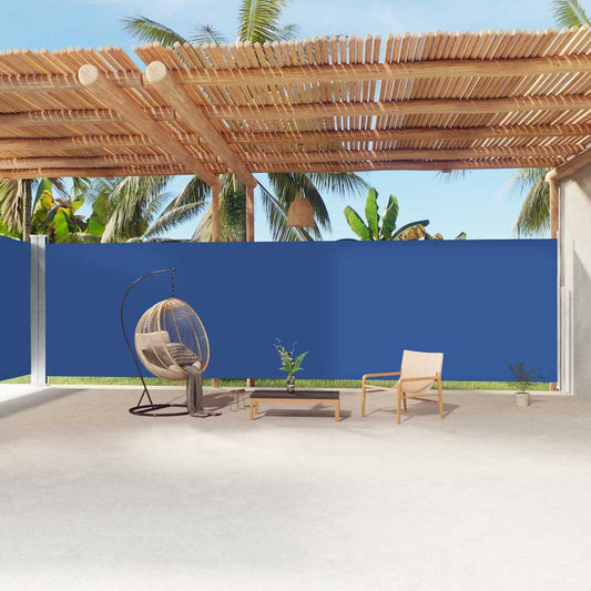 318088 vidaXL Retractable Side Awning Blue 220x1200 cm