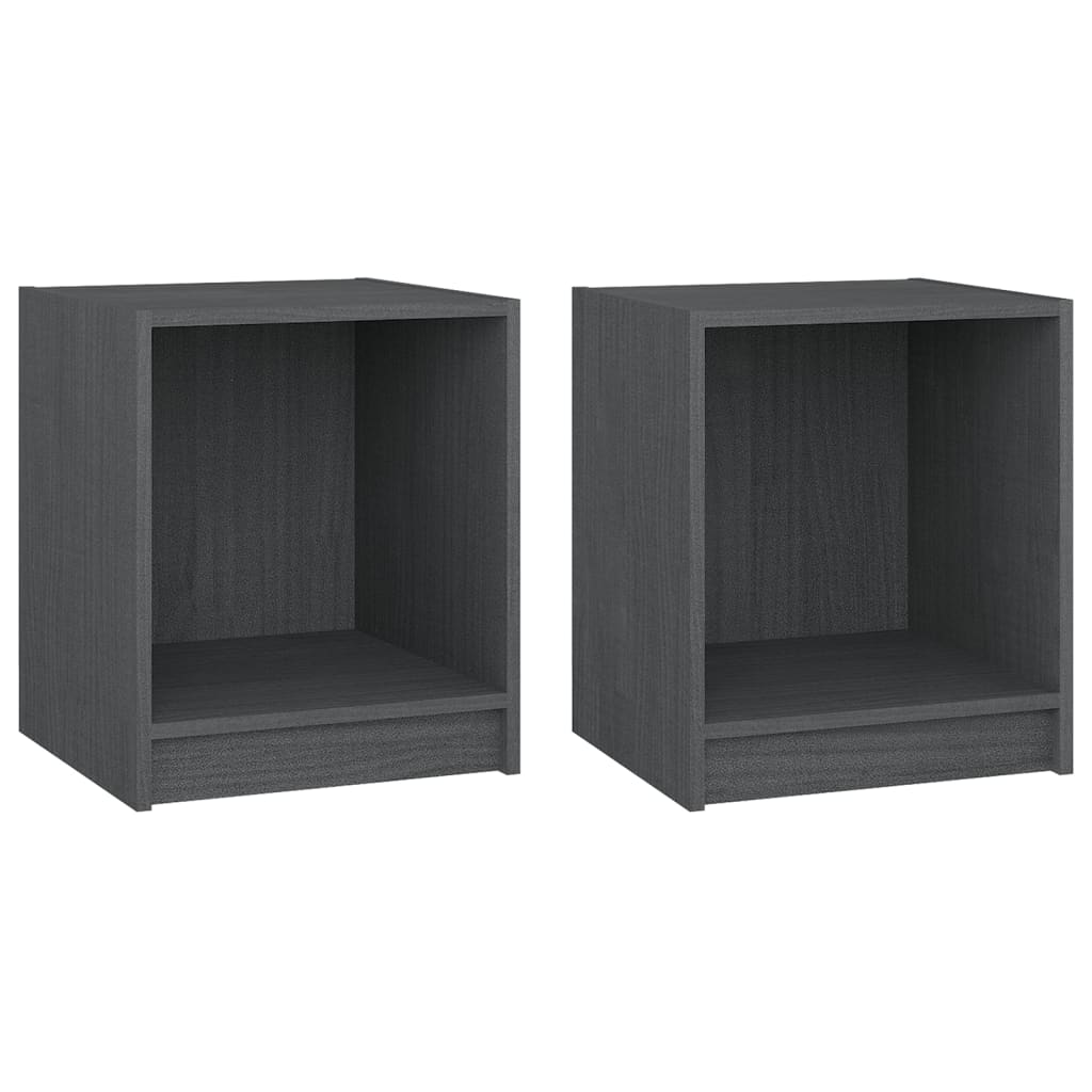 vidaXL Bedside Cabinets 2 pcs Grey 35.5x33.5x41.5 cm Solid Pinewood