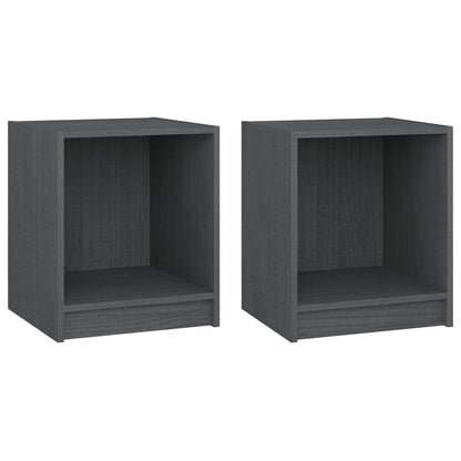 vidaXL Bedside Cabinets 2 pcs Grey 35.5x33.5x41.5 cm Solid Pinewood