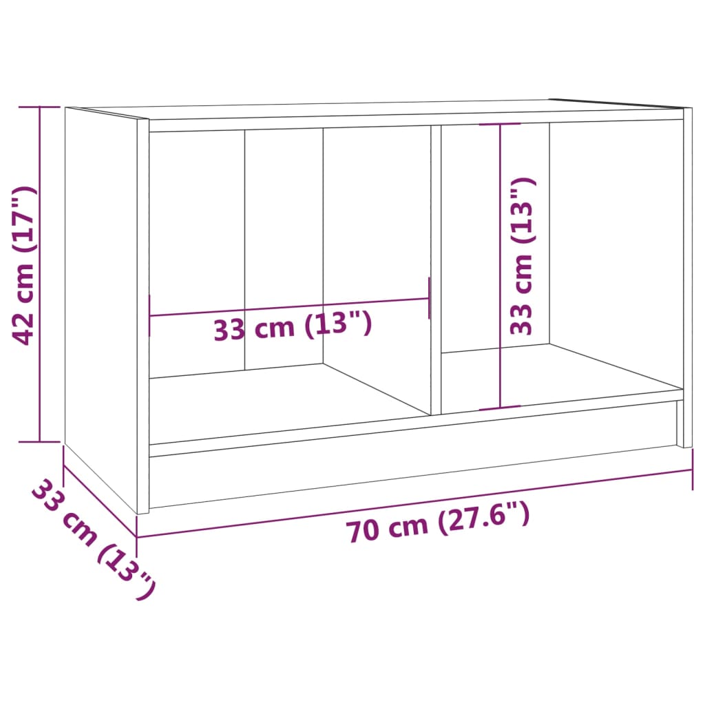 vidaXL TV Cabinet Grey 70x33x42 cm Solid Pinewood