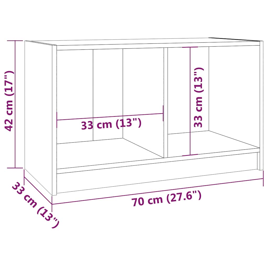 vidaXL TV Cabinet Grey 70x33x42 cm Solid Wood Pine