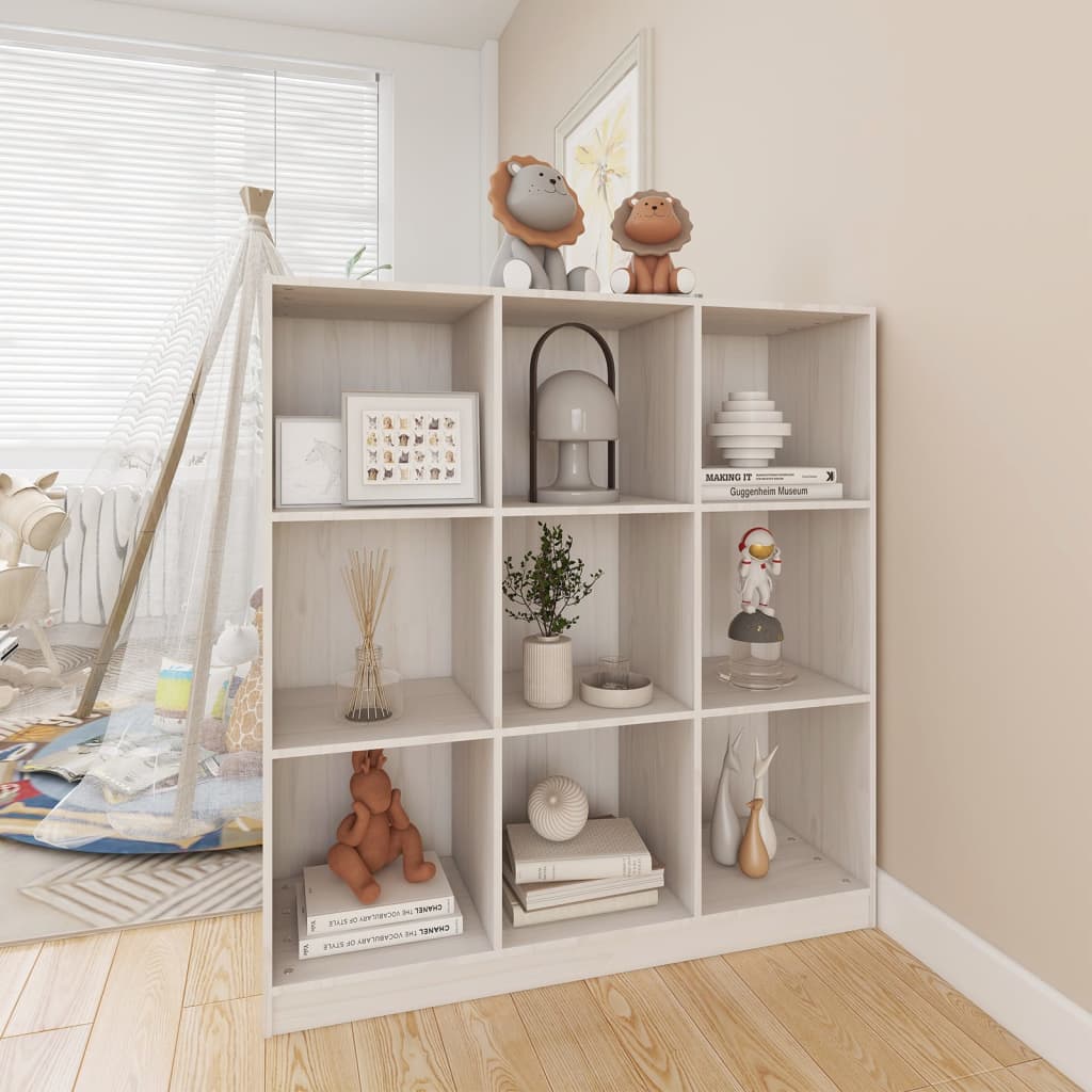 vidaXL Book Cabinet/Room Divider White 104x33.5x110 cm Solid Pinewood