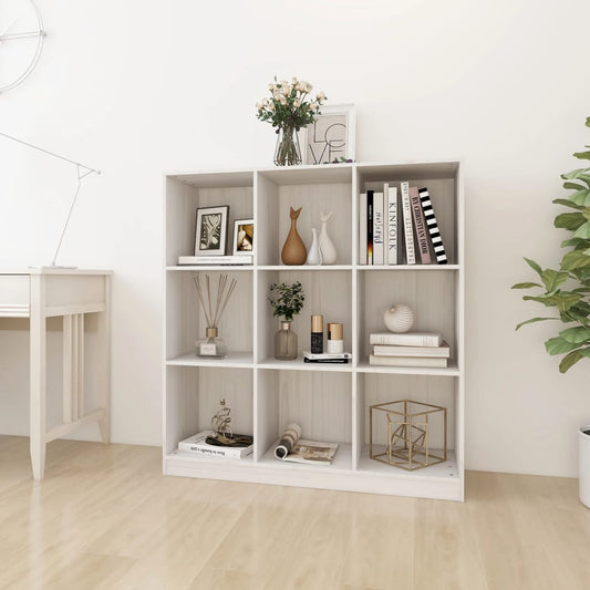 809973 vidaXL Book Cabinet/Room Divider White 104x33,5x110 cm Solid Wood Pine