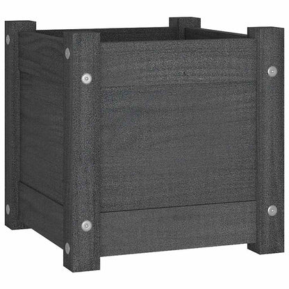 810527 vidaXL Garden Planters 2 pcs Grey 31x31x31 cm Solid Wood Pine