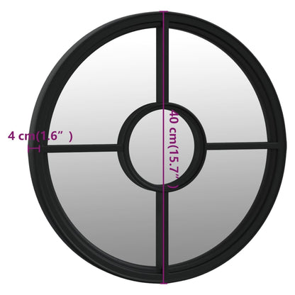 vidaXL Mirror Black 40x4 cm Iron Round for Indoor Use