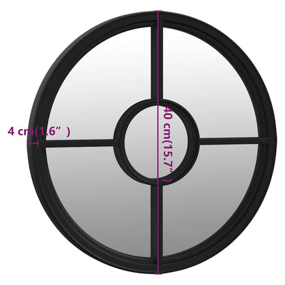 vidaXL Mirror Black 40x4 cm Iron Round for Indoor Use