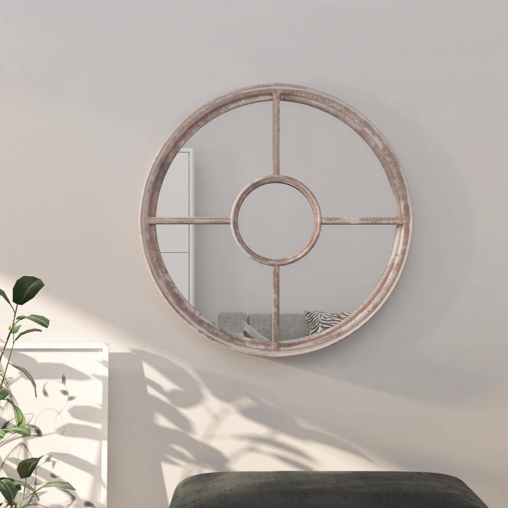 vidaXL Mirror Sand 60x4 cm Iron Round for Indoor Use
