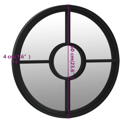 vidaXL Mirror Black 60x4 cm Iron Round for Indoor Use