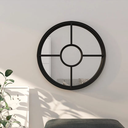vidaXL Mirror Black 60x4 cm Iron Round for Indoor Use