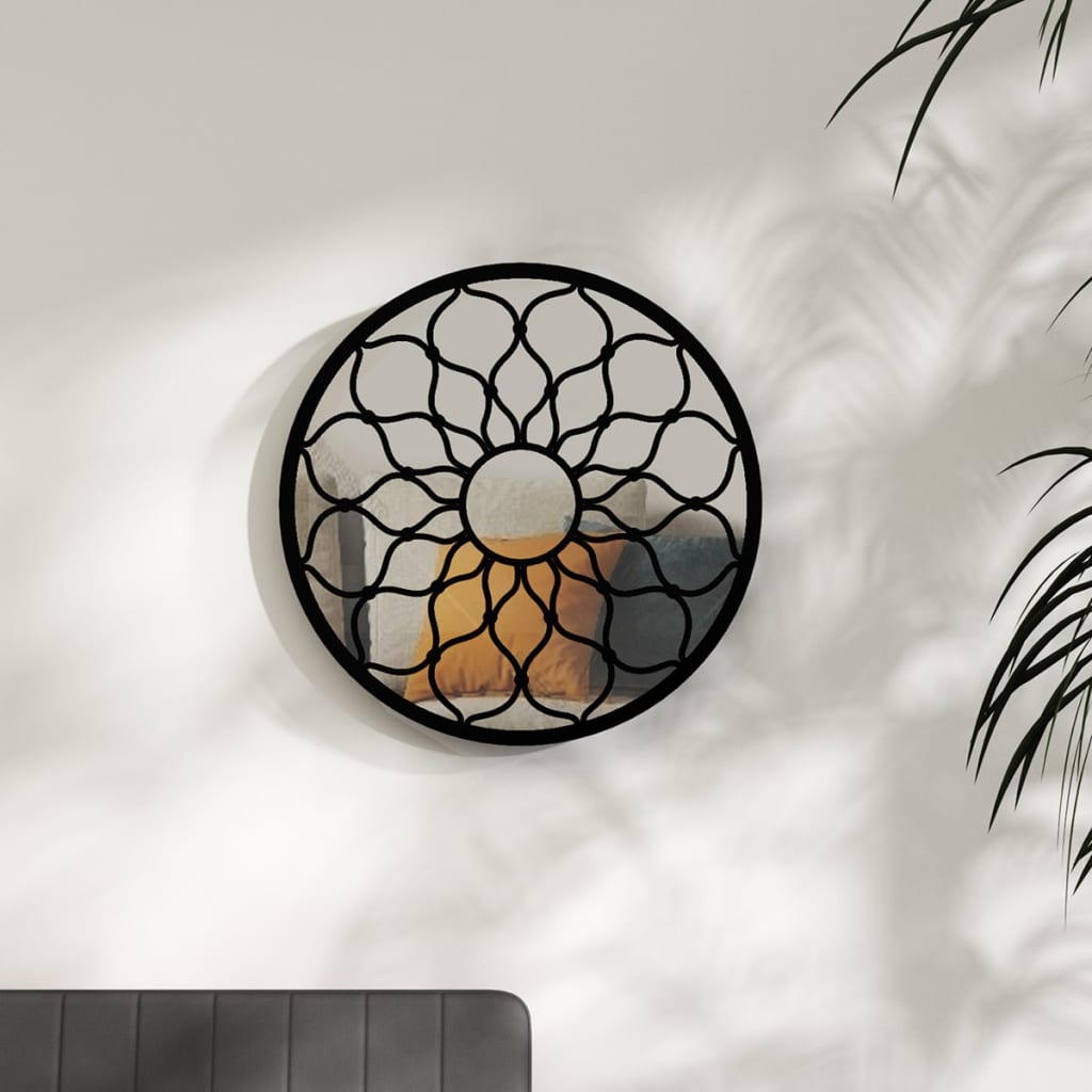 vidaXL Mirror Black 40x3 cm Iron Round for Indoor Use