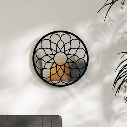 vidaXL Mirror Black 40x3 cm Iron Round for Indoor Use