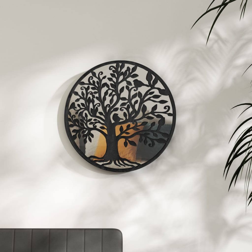 vidaXL Mirror Black 40x2.5 cm Iron Round for Indoor Use
