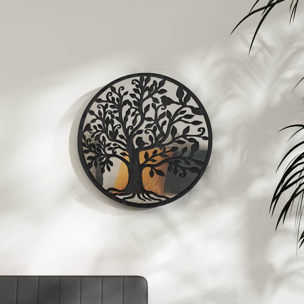 vidaXL Mirror Black 40x2,5 cm Iron Round for Indoor Use