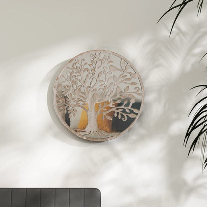 vidaXL Mirror Sand 60x2.5 cm Iron Round for Indoor Use