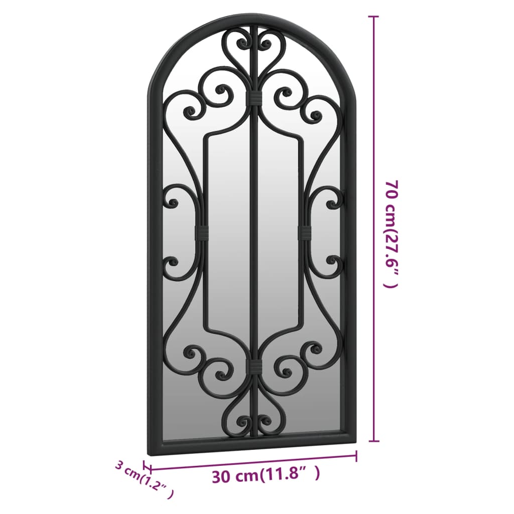 vidaXL Mirror Black 70x30 cm Iron for Indoor Use