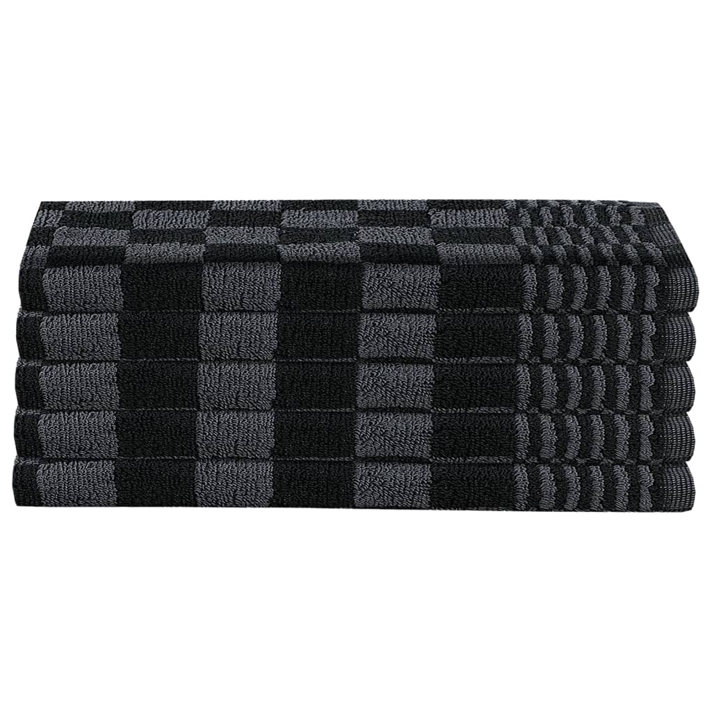 vidaXL 10 Piece Towel Set Black and Grey Cotton