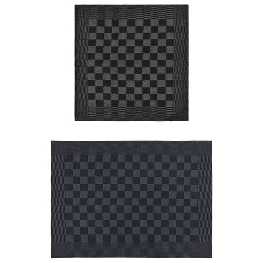 vidaXL 20 Piece Towel Set Black and Grey Cotton