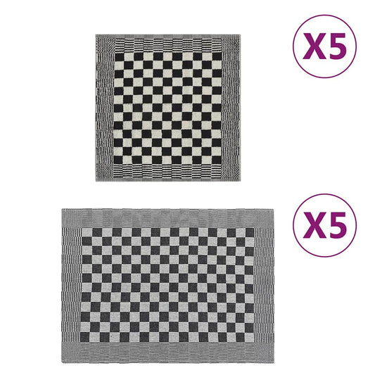 vidaXL 10 Piece Towel Set Black and White Cotton