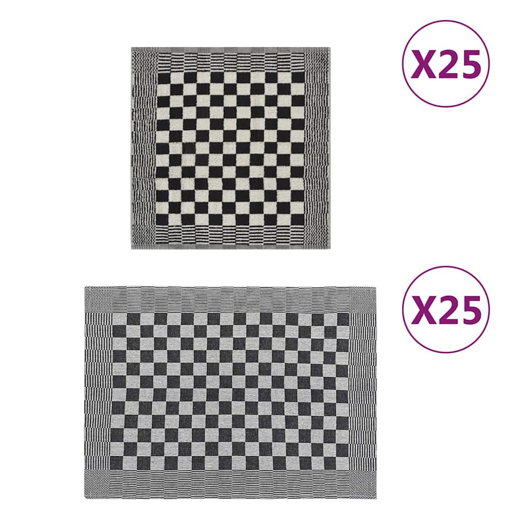 vidaXL 50 Piece Towel Set Black and White Cotton