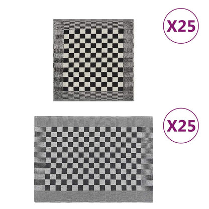 vidaXL 50 Piece Towel Set Black and White Cotton