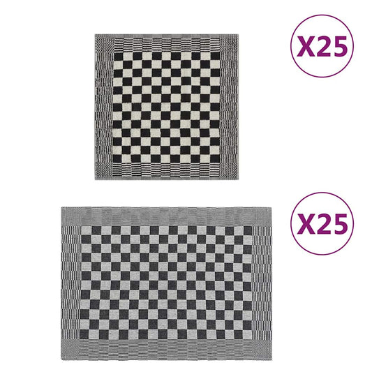 vidaXL 50 Piece Towel Set Black and White Cotton
