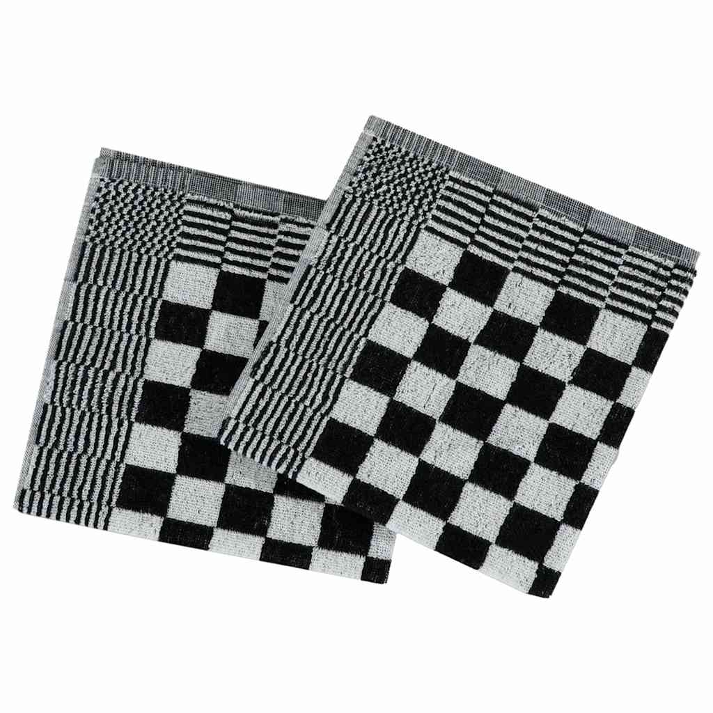 vidaXL 50 Piece Towel Set Black and White Cotton
