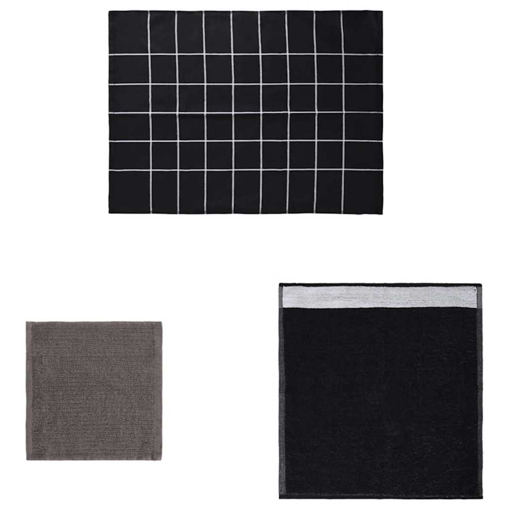 vidaXL 12 Piece Towel Set Black Cotton