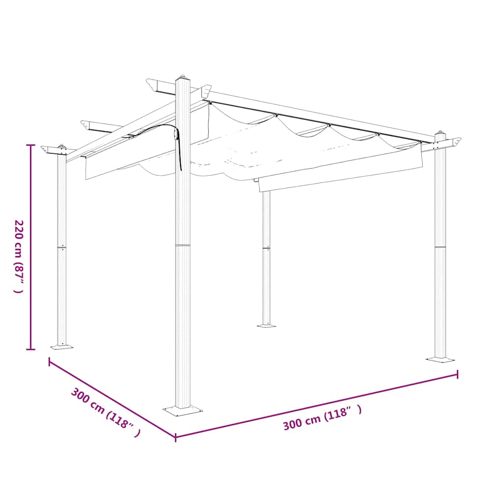 vidaXL Garden Gazebo with Retractable Roof 3x3 m Anthracite