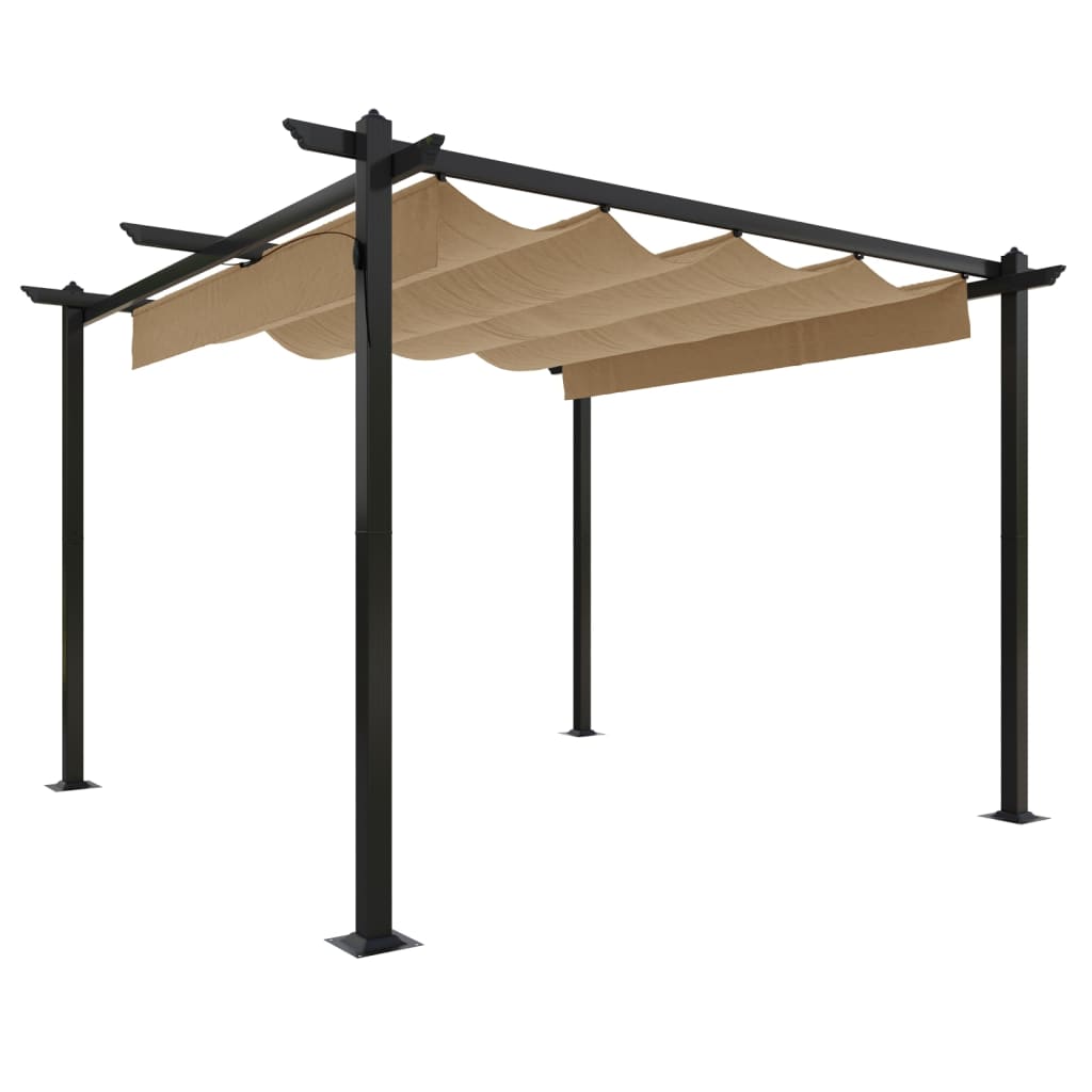 vidaXL Garden Gazebo with Retractable Roof 3x3 m Taupe