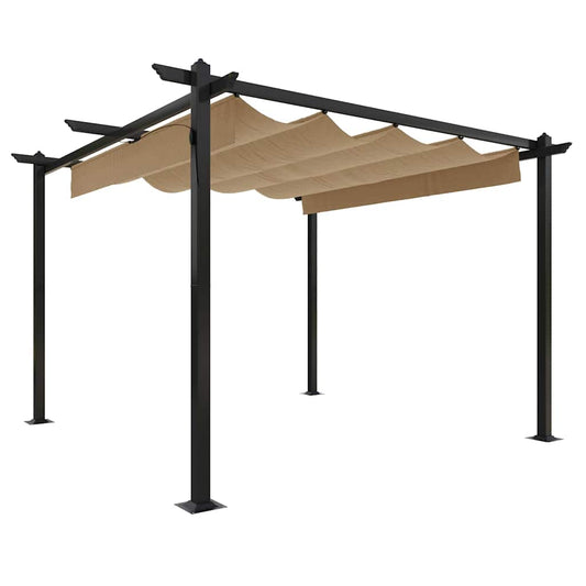 vidaXL Garden Gazebo with Retractable Roof 3x3 m Taupe