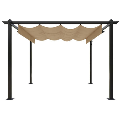 vidaXL Garden Gazebo with Retractable Roof 3x3 m Taupe