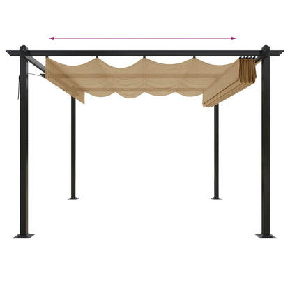 vidaXL Garden Gazebo with Retractable Roof 3x3 m Taupe