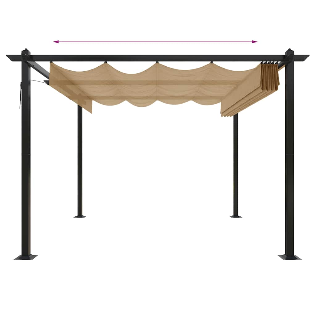 vidaXL Garden Gazebo with Retractable Roof 3x3 m Taupe