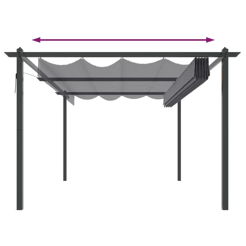 vidaXL Garden Gazebo with Retractable Roof 4x3 m Anthracite