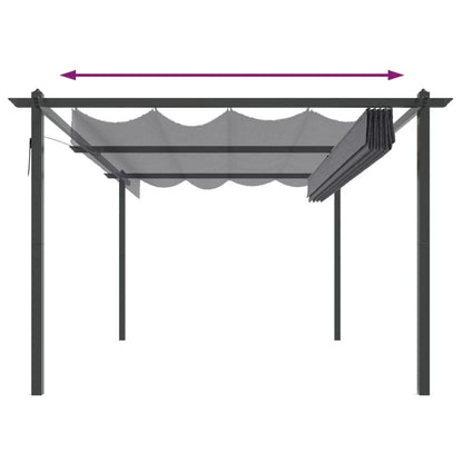 vidaXL Garden Gazebo with Retractable Roof 4x3 m Anthracite